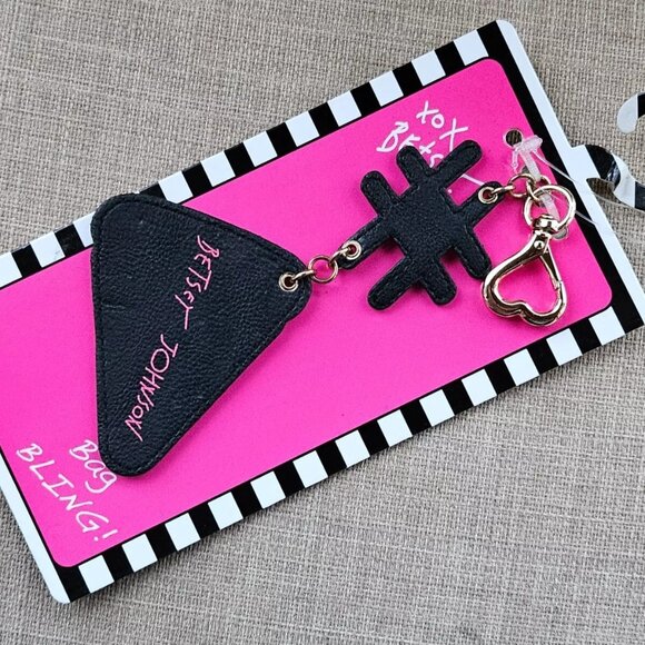 Betsey Johnson Key Holder Bling Sequins Pizza Bite Keychain Fancy Key Chain New - Picture 3 of 8